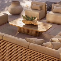 Ensemble de table à manger d'extérieur moderne et luxueux pour 8 personnes, en teck massif, fait main, résistant aux UV, pour patio et jardin