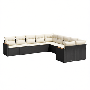 Set di divani da patio in polyrattan nero da 10 pezzi con cuscini, eleganti mobili da esterno dal design contemporaneo - Product Image 1