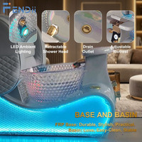 Mobilier de salon de manucure, système de bain de pieds de luxe, fauteuil de pédicure électrique inclinable avec bassin en verre cristal