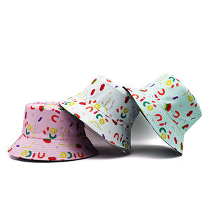 Nouveau voyage en plein air <span class=keywords><strong>Panama</strong></span> casquette Girly couleur Double côtés pêcheur chapeaux belle lettre motif arc-en-ciel Graffiti impression seau chapeau - Product Image 1