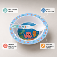 Ensemble de vaisselle en plastique réutilisable en forme de nouveauté moderne imprimé personnalisé pour enfants saladier bébé bols cuillère pour les repas des enfants