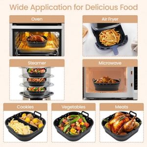 OEM Collapsible Square Reusable Air Fryer Accessories Silicone Mold Baking Pan Oven <b>Tray</b> Food Safe Silicone Pot Air Fryer Liners - Product Image 5