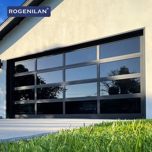 Vente en gros de luxe en aluminium noir verre trempé miroir sans cadre porte de garage sectionnelle pliable pleine vue - Product Image 1