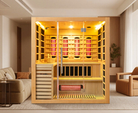 Salle de sauna combinée infrarouge lointain et traditionnelle, sauna tout-en-un en bois massif pour maison et villa