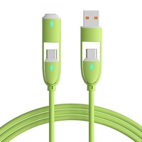 Kabel USB-C/A Silikon 4-in-1 2025 Pengisian Cepat Sinkronisasi Data untuk Printer & Komputer 1.2M/4FT Konduktor Tembaga Berlapis Timah Terproteksi
