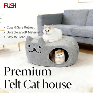 Premium Filz-Katzenbett Abnehmbar Waschbar Faltbar Doppelschichtiges Haustierbett für Innenräume Ganzjährig Nutzbar - Product Image 1