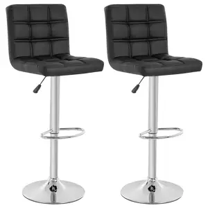 Modern Brown Leather Barstools Height Adjustable Counter Height Swivel Bar Stool