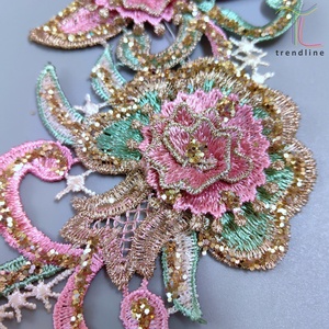 Custom Garment &amp; Processing Tutu Paillette Glittering <strong>Sequin</strong> 3D Flower Floral <strong>Appliques</strong> for Performance Acting Clothing Dresses - Product Image 4