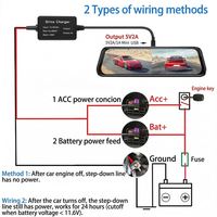 Câble de conversion de tension 12V 24V vers 5V 2A avec connecteurs USB C/MINI USB, longueur 3,2 m, durable pour caméra de voiture, DVR, GPS, protection contre les basses tensions