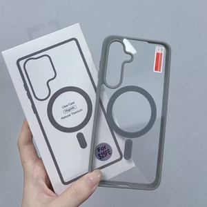 B202 Acryl Transparente Magnetische Stoßfeste Handyhülle für Samsung S25 FE Durchsichtige Mobiltelefon-Schutzhülle Orange Handyhülle - Product Image 1