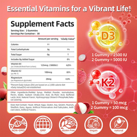 Complément alimentaire en gommes à la vitamine D3 5000 UI et K2 100 µg, saveur naturelle, marque privée OEM, vente en gros, pour le système nerveux et immunitaire