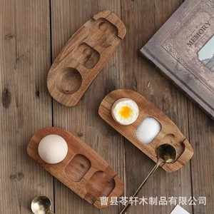 Nouveau chariot de service transfrontalier en bois massif pour œufs, bols, baguettes et cuillères, idéal pour les petits-déjeuners nutritifs et les plats cuisinés - Product Image 2