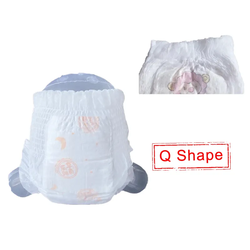Label pribadi kustom grosir ikat pinggang gelembung Pull Up celana bayi Premium bentuk Q popok latihan bayi dari produsen Cina