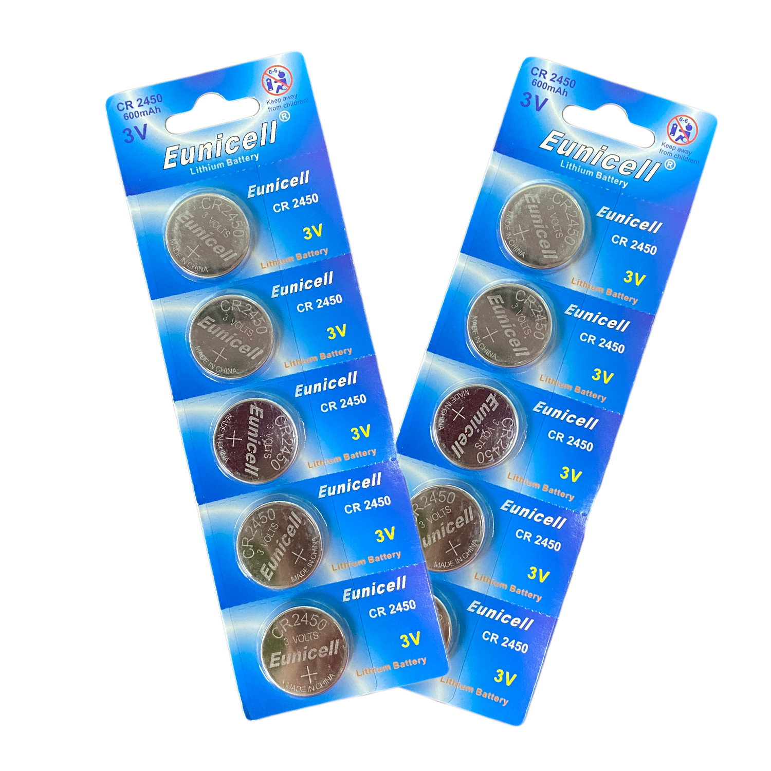 Eunicell 5 pack CR2450 battery 3v Lithium button cell batteries CR 2450 pile for toys home appliances