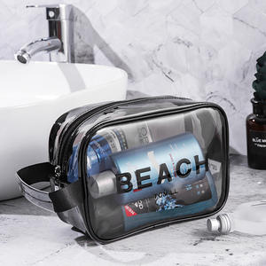 Bolsa de maquillaje con cremallera impermeable de color gelatina con logotipo personalizado, bolsa de baño de playa de PVC transparente, bolsa de cosméticos - Product Image 4