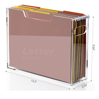 Caja de Almacenamiento de Documentos de Acrílico Transparente con Asa, Organizador de Archivos de Escritorio