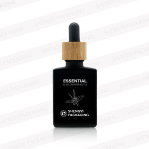 Grosir 15/30/100ml Matte hitam persegi panjang botol penetes kaca untuk minyak jenggot dengan pipet tetes - Product Image 6