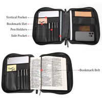 Funda de cuero de lujo personalizada para la Biblia, bolsa para iglesia, soporte protector para libros, estuche de transporte para cuaderno, organizador de carpetas