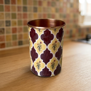 Bohemian Floral Pattern Metal copper <b>Reusable</b> <b>Cup</b> for Adults Home Party Use - Product Image 2