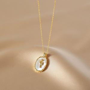 1469 S925 Sterling Silver Women's Vintage Necklace with White Round Natural <b>Pearl</b> MOP <b>Pendant</b> for Wedding/Party/Engagement - Product Image 2