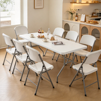 Tables et chaises pliantes en plastique pour études et fêtes, table de banquet pliable