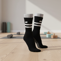 Chaussettes de yoga et de pilates à rayures personnalisées pour femmes, antidérapantes, à séchage rapide, en mélange de coton, pour barre, ballet, danse