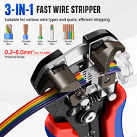SJ-D2 Pince à dénuder, à sertir et à couper 3-en-1, AWG10-24 (0,2-6,0 mm²), avec butée de longueur réglable, mâchoires dentelées pour fils multiconducteurs