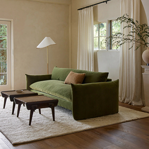 Divano Moderno Minimalista Italiano in Velluto per Soggiorni di Piccole Dimensioni - Divani Reclinabili in Linea Retta - Product Image 1