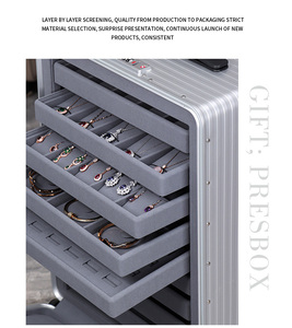 Jourbon cao cấp 9 lớp Nhôm-magiê hợp kim trang sức vali hành lý sang trọng hộp đồ trang sức du lịch công bằng hiển thị trang sức phù hợp với - Product Image 6