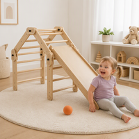 Structure d'escalade rectangulaire en bois Montessori pour enfants, ensemble pliable avec toboggan pour tout-petits, pour salon, salle de bain, cuisine