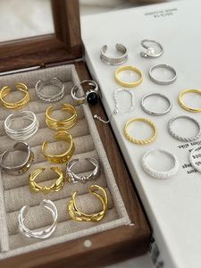 Dylam Minimalist Fashion Jewelry S925 <b>Silver</b> Rhodium 18K Gold Plated Multiple Layer Hallow Out <b>Adjustable</b> Women <b>Rings</b> - Product Image 2