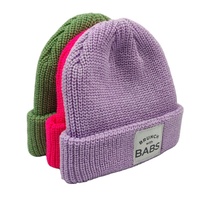 Bonnet d'hiver en tricot avec étiquette tissée, bonnet en acrylique mélangé, bonnet en tricot, bonnet personnalisé