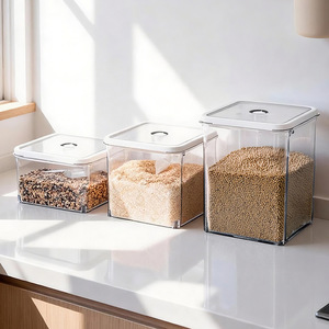 Vacuum Sealed Rice <b>Container</b> 9L 10L With Seal Lid For Food Grade <b>Flour</b> Grains Rice Storage Rectangle Shape - Product Image 3