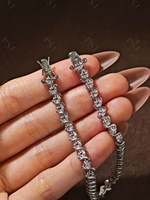 Bracelet Peishang Jewelry en argent sterling 925 plaqué or 14 carats, style vintage, double fermoir de sécurité, cœur incrusté de zircon, bracelet tennis