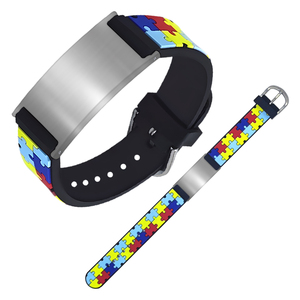 <span class=keywords><strong>Pulsera</strong></span> de silicona de moda personalizada para niños modelo de rompecabezas geométrico Placa de cable QR información de grabado de radio estilo de moda - Product Image 4
