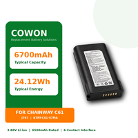 Batería de Repuesto de Iones de Litio Cowon J767 de 3.6V 6700mAh 24.12Wh para el Escáner de Código de Barras Chainway C61 BTRY-C61-67MA
