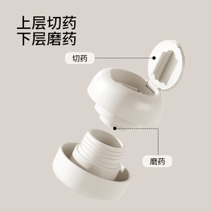 Portable Pill <b>Grinder</b> White <b>Plastic</b> Manual Pill Splitter Dispenser 420 Stainless Steel Covered Design - Product Image 2