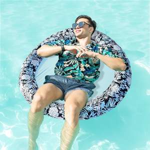 Flotador Inflable Redondo para Piscina con Diseño de Hojas Blancas y Negras - Product Image 2