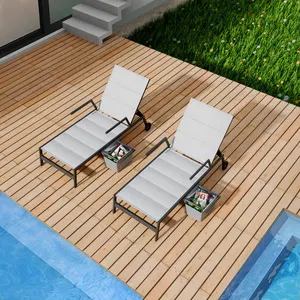 Tumbona ajustable acolchada de aluminio para playa, silla de piscina, asiento de Textilene, tumbona