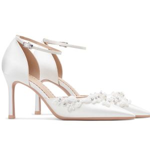 Sandales Talon <b>White</b> Silk Wedding Fashion Stiletto High Quality Sexy <b>Heels</b> for Women - Product Image 3