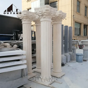 QUYANG, decoración de construcción al aire libre, piedra Natural Beige, Pilar romano griego, diseño de mármol, columna corintia para casa - Product Image 3