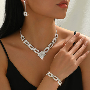 Conjunto de joyería <span class=keywords><strong>popular</strong></span> europea americana para fiestas compromisos bodas vacaciones-incluye collar pendientes pulsera nupcial - Product Image 1