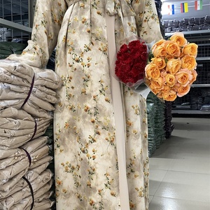Elegant Chiffon Open Abaya - Breathable Spring Style, Beautiful Floral <b>Print</b>, Full Lined, Perfect for Modest Everyday Wear(1496) - Product Image 2