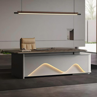 Bureau d'ordinateur de luxe en forme de L, poste de travail moderne pour PDG, ensemble de mobilier de direction avec tiroirs pour table de bureau
