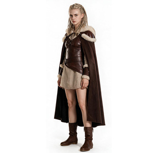 Wikinger-Krieger Cosplay-Kostüm Mittelalterliches Barbaren-Set mit Pelzmantel für Halloween-Rollenspiele - Product Image 2
