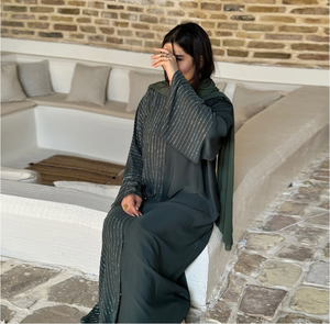 Vendita Diretta dalla Fabbrica Nuovo Arrivo Abito Romantico Modesto con Strass Design Abaya per Donne Musulmane Occasioni e Feste - Product Image 4