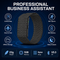 Bracelet connecté intelligent IA sans écran avec bracelet en silicone et nylon, enregistrement des réunions IA, moniteur de fréquence cardiaque, SpO2, suivi du sommeil et suivi d'activité physique