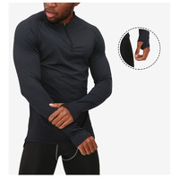 1/4 fermeture éclair hommes actif séchage rapide col rond t-shirts athlétique course gymnastique entraînement à manches longues t-shirt pour vêtements de sport