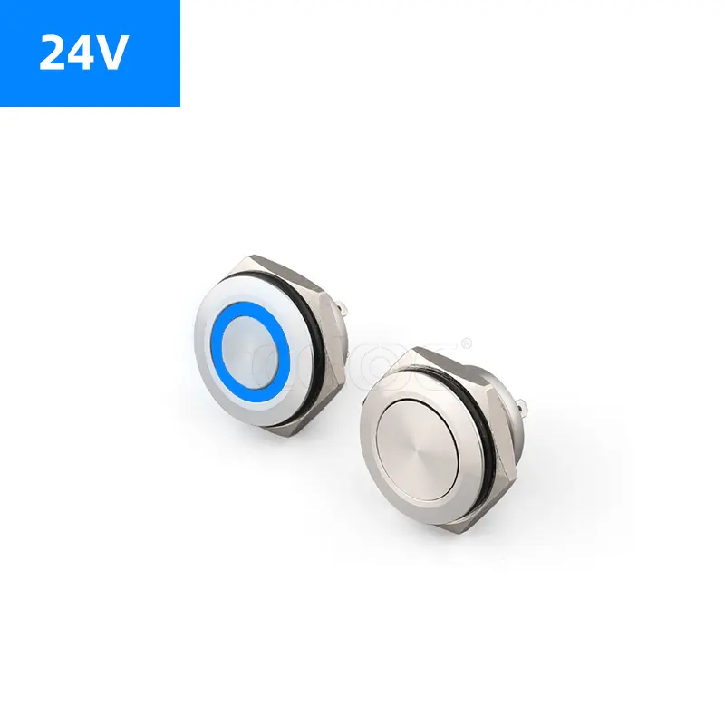 Mini IP67 16mm Ring beleuchtet 24V Blau LED Licht taktil 12 Volt Druckknopf schalter wasserdicht