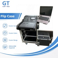 Flight cases sur mesure pour console de mixage numérique Midas M32R avec compartiment de rangement (Dog House)